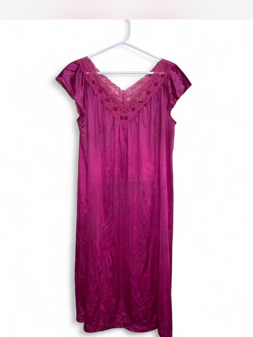Women's Fuchsia Lace-Trim Nightgown